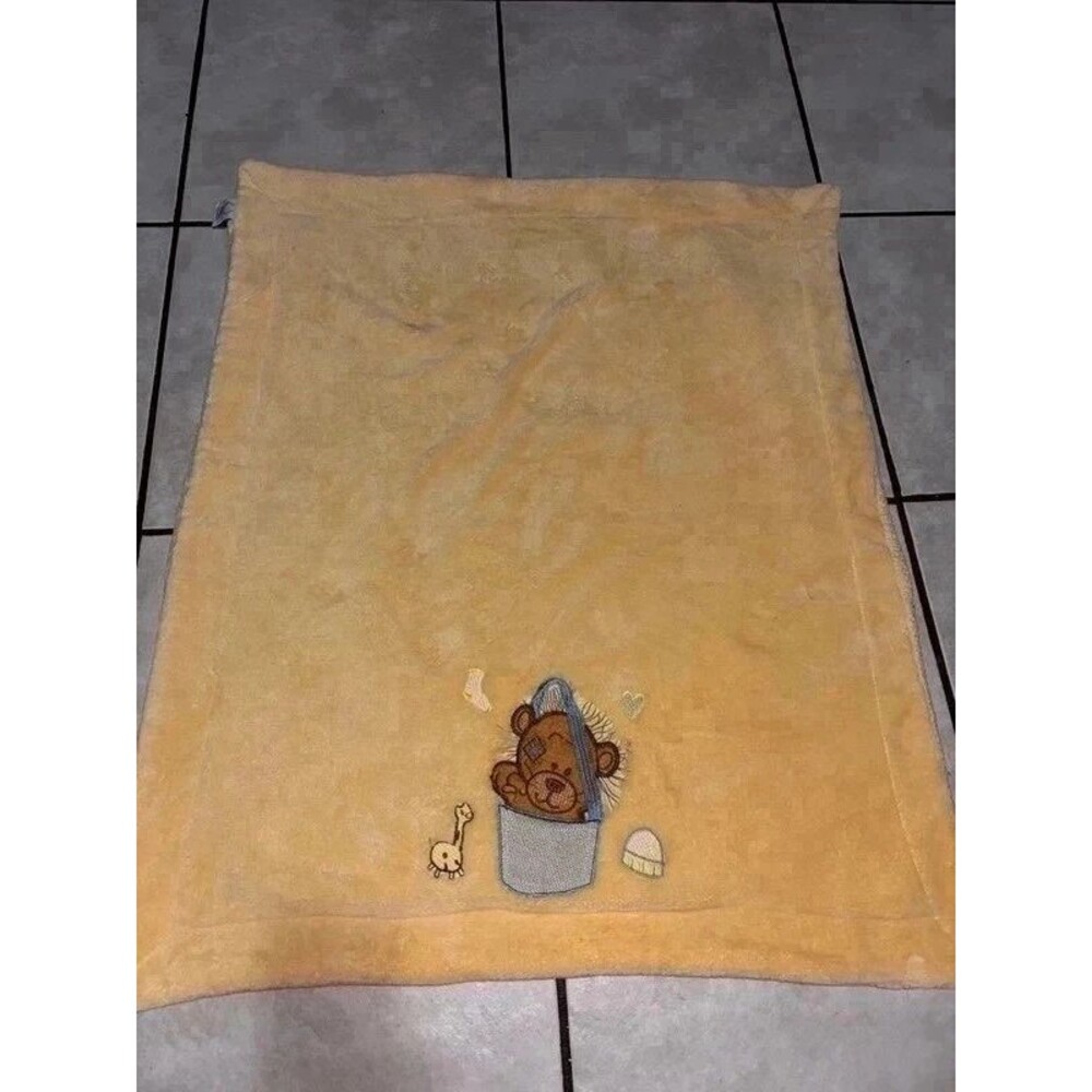 Vintage 90s/2000s Baby Tadeo bear blanket. Banana Yellow. 35”L x 29”W product of